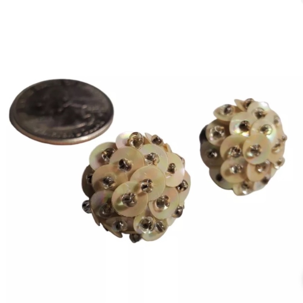 Vintage sequin earrings clip on earrings with screw backs
